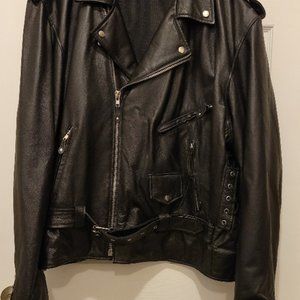 Vintage Black Leather Motorcycle Jacket